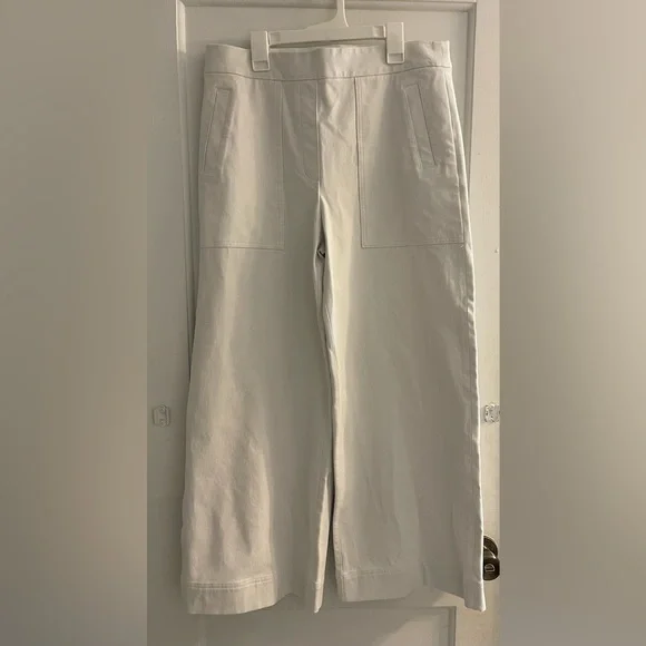 SPANX Cropped Wide Leg Classic White Pull-on Shaping Pants Large - Picture 1 of 4